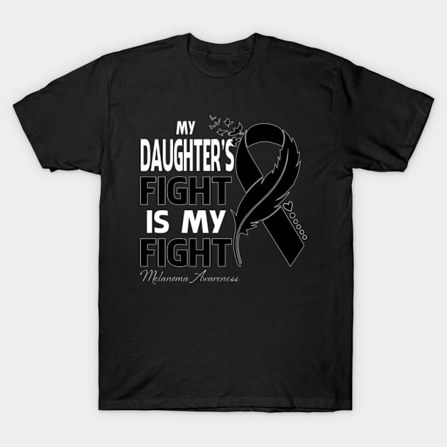 My Daughter's Fight Is My Fight Melanoma Awareness Feather T-Shirt by KaelaGusikowski